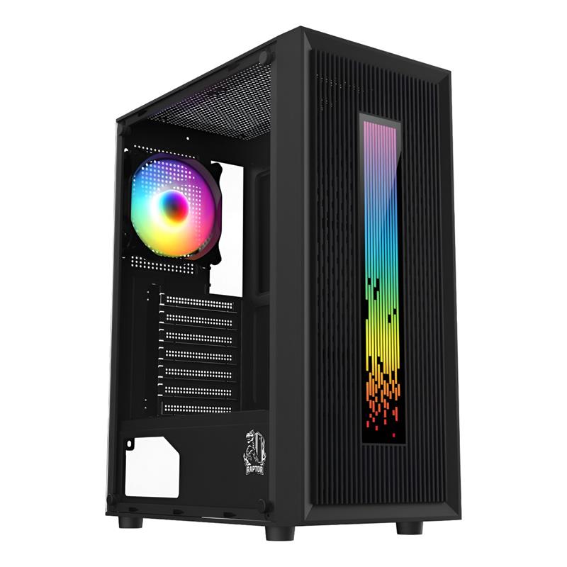 Gabinete Gamer Raptor Vortex Tg Mid-tower X1 Fan Rgb Black