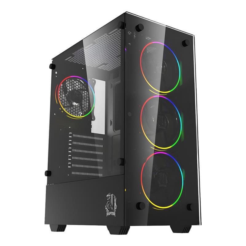 Gabinete Gamer Raptor Sentinel Tg Mid-tower X4 Fan 120mm Rgb