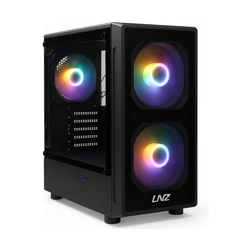Gabinete Gamer Lnz M10 Con 3 Coolers F-rgb M-atx Color Negro Gaming